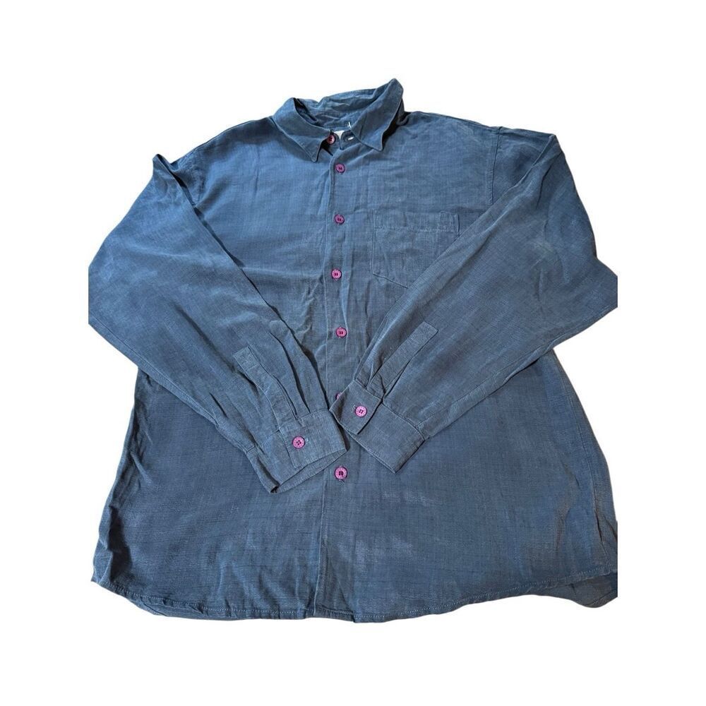 Weekendz off tencel blue shirt pocket front L
